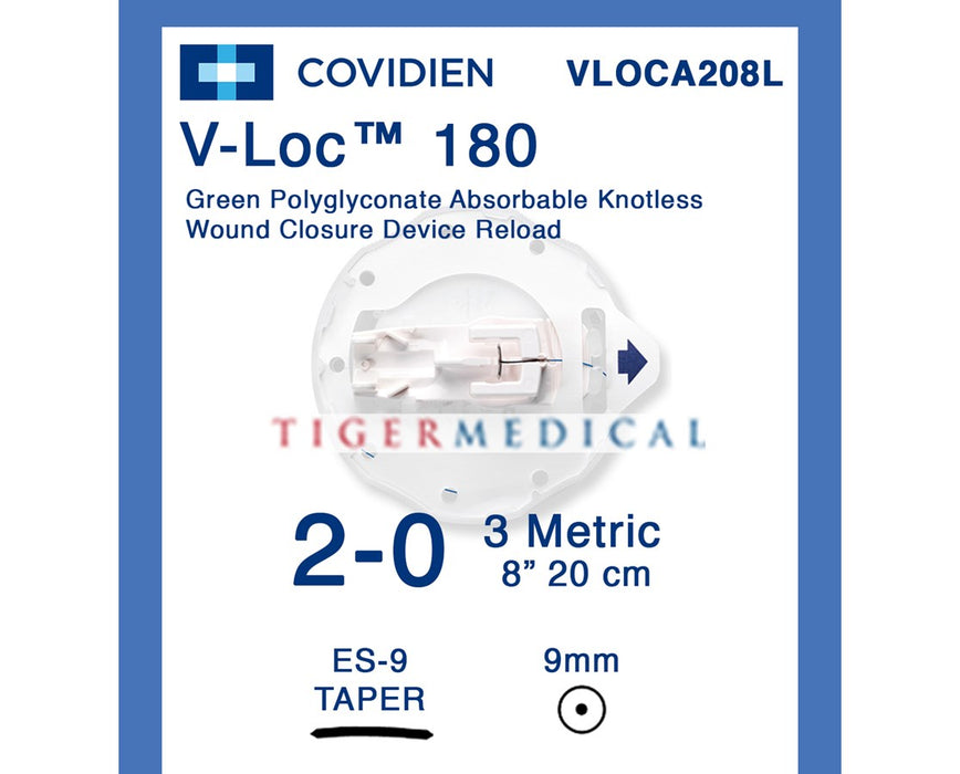 V-Loc 180 Absorbable Wound Closure Reload Sutures, 6/Box: Size 2-0, 8" Length