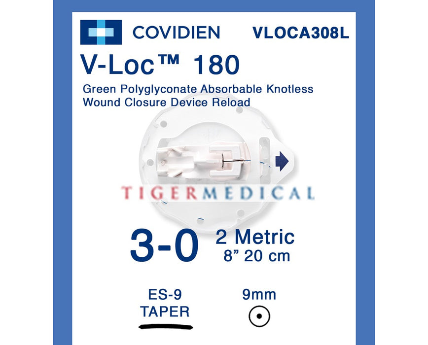 V-Loc 180 Absorbable Wound Closure Reload Sutures, 6/Box: Size 3-0, 8" Length