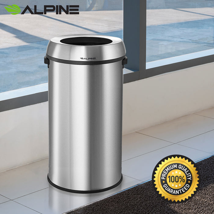 17-Gallon Stainless Steel Open-Top Indoor Trash Receptacle