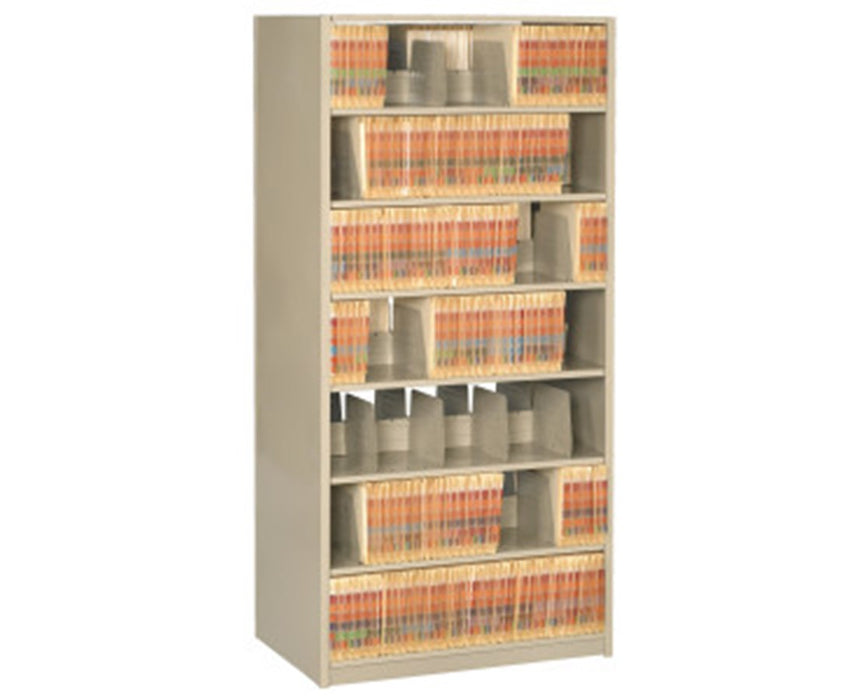 4 Post Double Entry File Shelving Cabinet 64-1/4" High, 4 to 6 Tiers