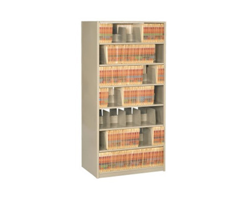 4 Post Double Entry File Shelving Cabinet 76-1/4" High, 5 to 7 Tiers