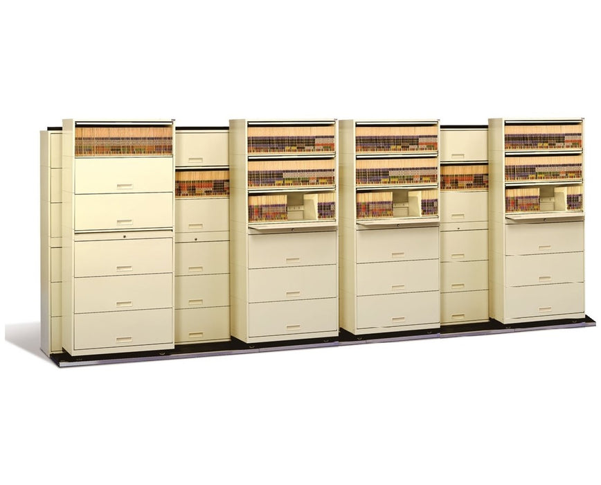 Stak-N-Lok BiSlider Retractable Door File Shelving Cabinet - 5/4 Binder Size, 42" Wide, 6 Tiers, w/ Spacer & Posting Shelf