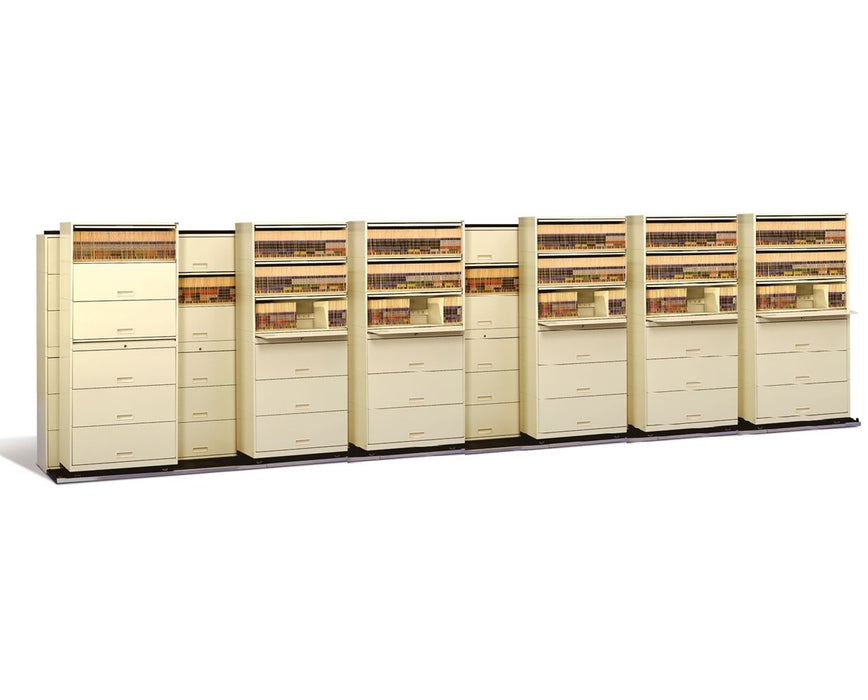 Stak-N-Lok BiSlider Retractable Door File Shelving Cabinet - 7/6 Letter Size, 42" Wide, 6 Tiers, w/ Spacer & Posting Shelf