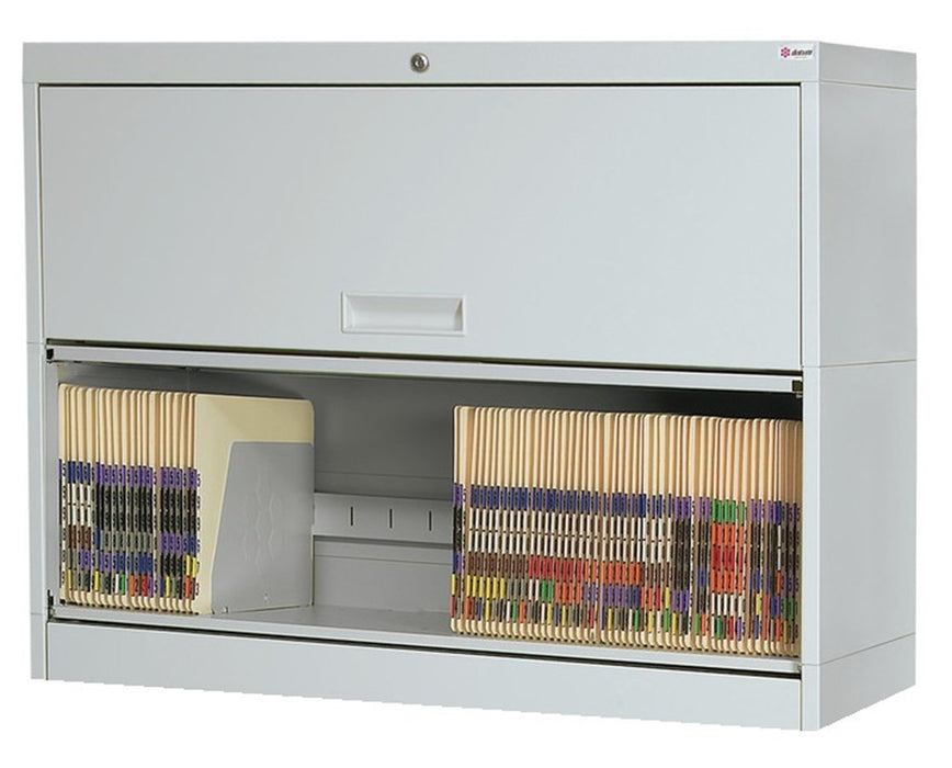 Stak-N-Lok Retractable Door Stackable File Shelving Cabinet - 2 Tiers Binder Size 24" Wide Locking