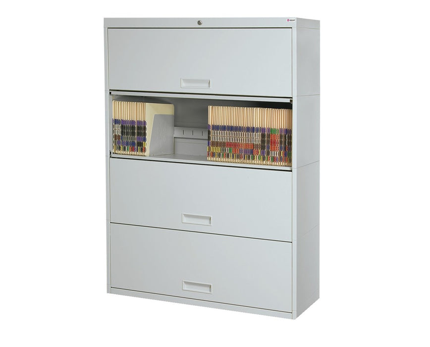Stak-N-Lok Retractable Door Stackable File Shelving Cabinet - 4 Tiers Legal Size 30" Wide Non-Locking