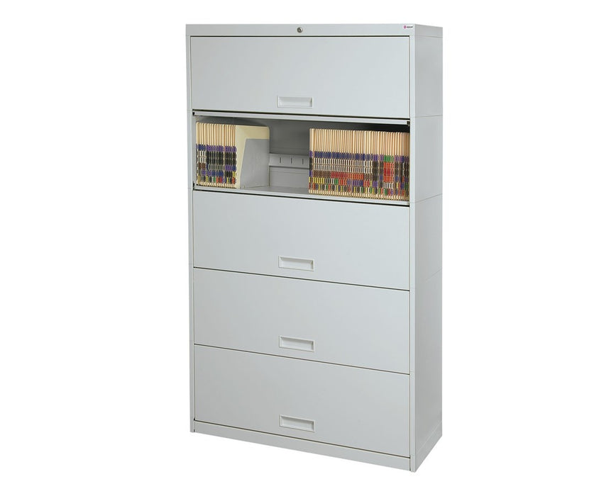 Stak-N-Lok Retractable Door Stackable File Shelving Cabinet - 5 Tiers 42" Wide Letter Non-Locking Base Model