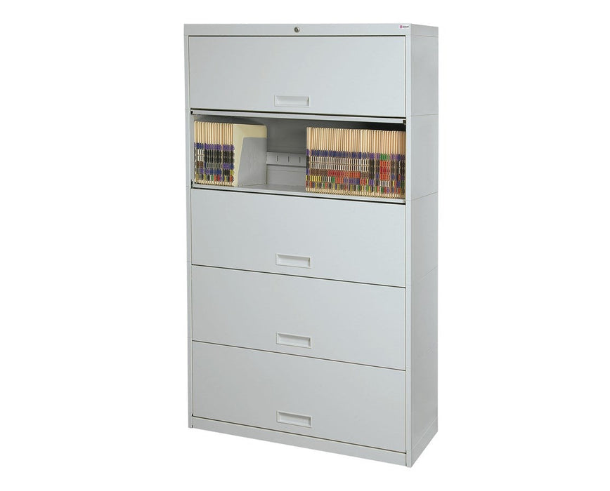 Stak-N-Lok Retractable Door Stackable File Shelving Cabinet - 5 Tiers 30" Wide Binder Non-Locking w/ Spacer