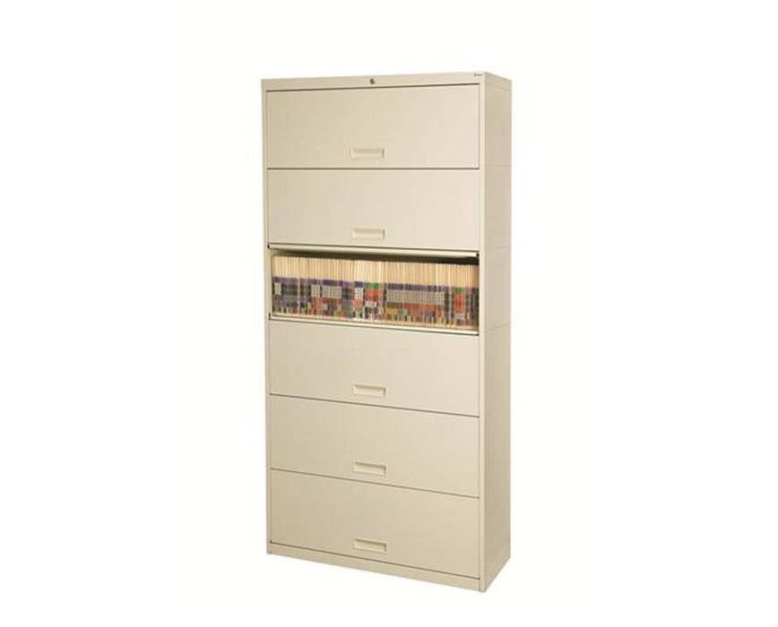 Stak-N-Lok Retractable Door Stackable File Shelving Cabinet - 6 Tiers Letter Size 24" Wide w/ Posting Shelf Non-Locking