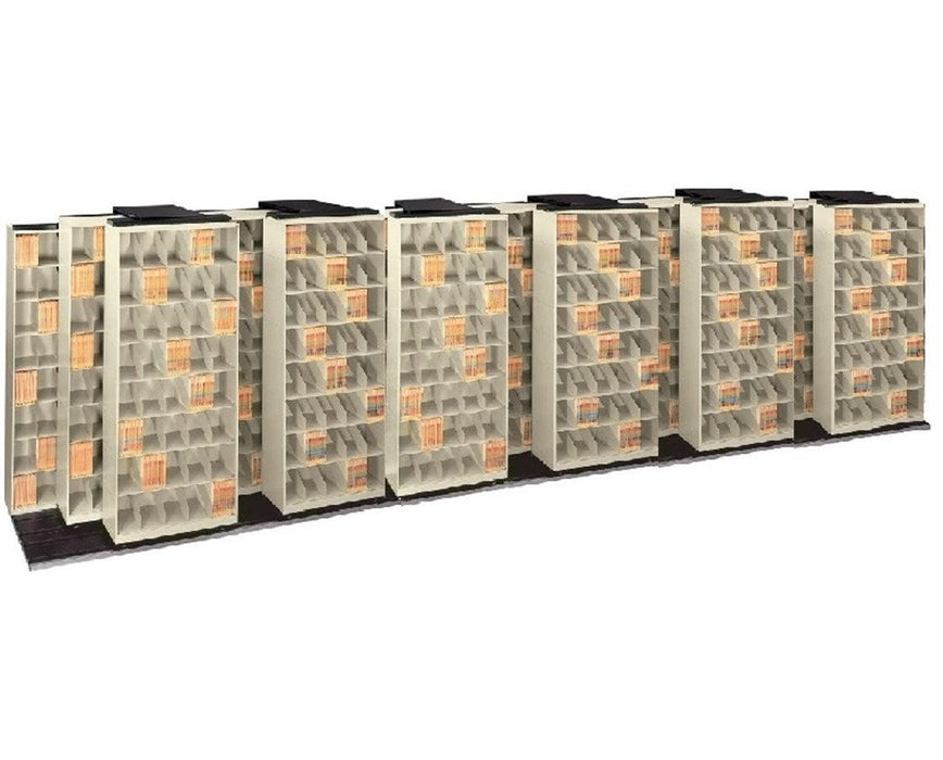 ThinStak TriSlider Filing System 19 Units - 7/6/6 Letter Size, 48" Wide, 8 Tiers, Movable Plate Divider