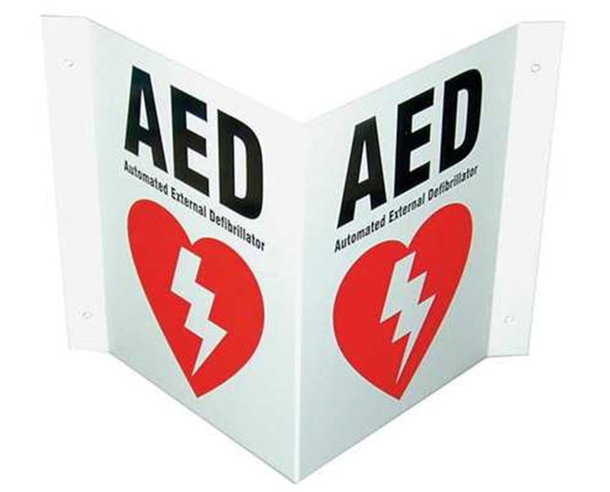 AED Wall Signs 3-Way Wall Sign