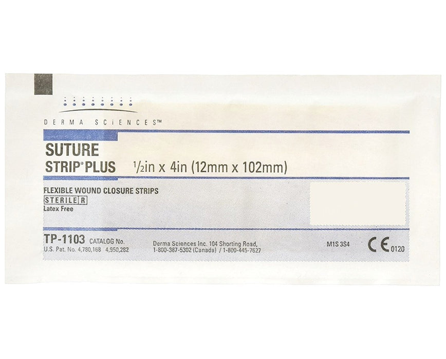 Suture Strip Plus Flexible Wound Closure Strips - ¼" x 4", 500/Box
