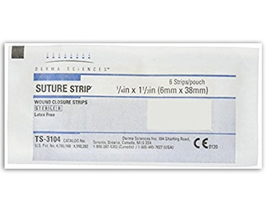 Suture Strip Wound Closure Strips ¼" x 1½" - 6 per pouch
