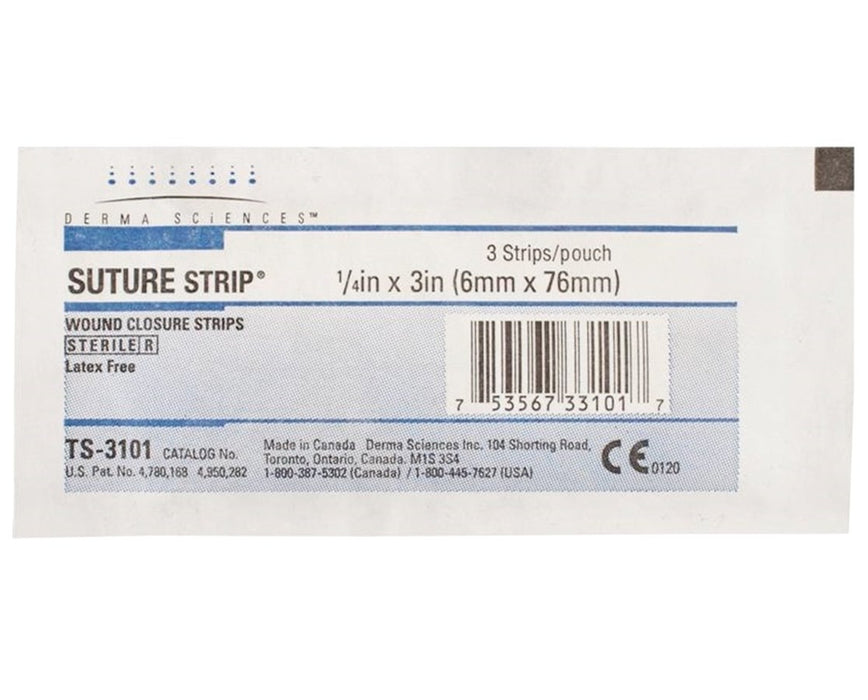 Suture Strip Wound Closure Strips ¼" x 3" - 3 per pouch