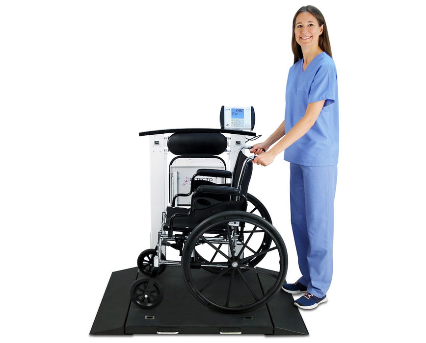 3-in-1 Portable Standing, Seated, or Wheelchair Weighing Scale with Handrail and Seat