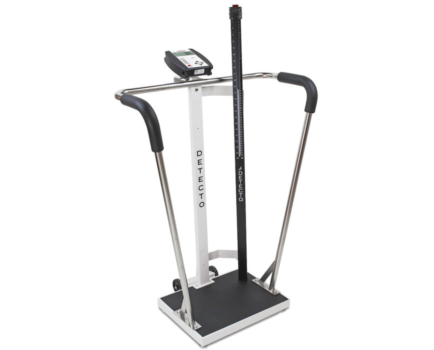 600 lbs Capacity Waist-High Stand-On BMI Scale w/ Manual Height Rod