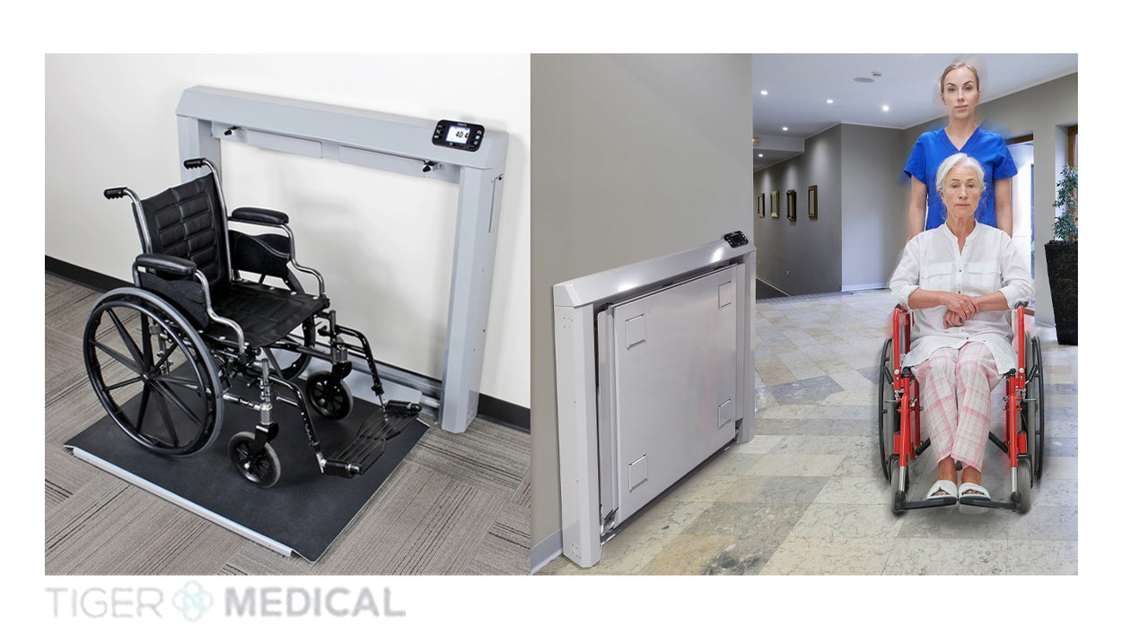 Bariatric Geriatric Wall-Mount Fold-Up Wheelchair Scale