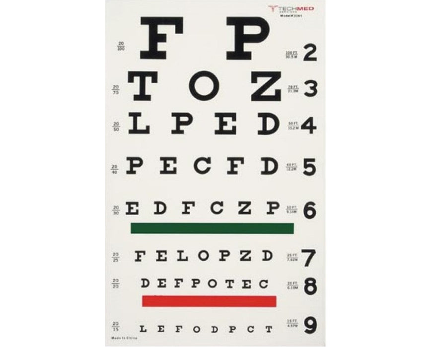 Tech-Med Eye Chart, Illuminated - Snellen, 20 ft