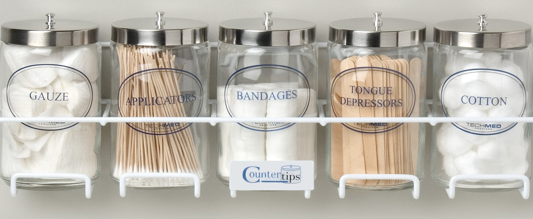 Tech-Med Sundry Jars. Glass w/ Blue Imprint (5/bx)