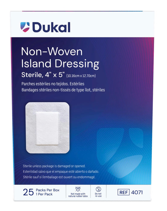 Caliber Non-Woven Island Dressings. 4" x 5". Sterile (25/bx, 8 bx/cs: Total 200/cs)