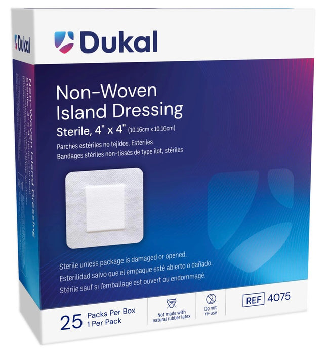 Caliber Non-Woven Island Dressings. 4" x 4". Sterile (25/bx, 8 bx/cs: Total 200/cs)