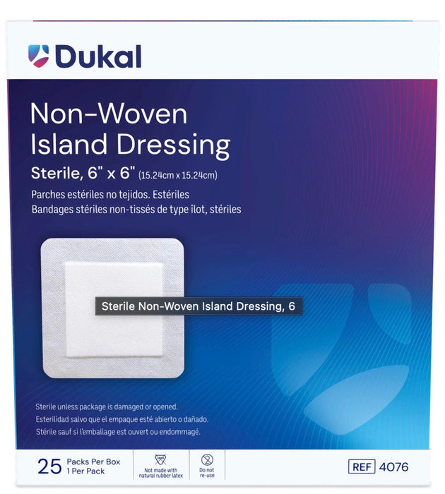 Caliber Non-Woven Island Dressings. 6" x 6". Sterile (25/bx, 4bx/cs: Total 100/cs)