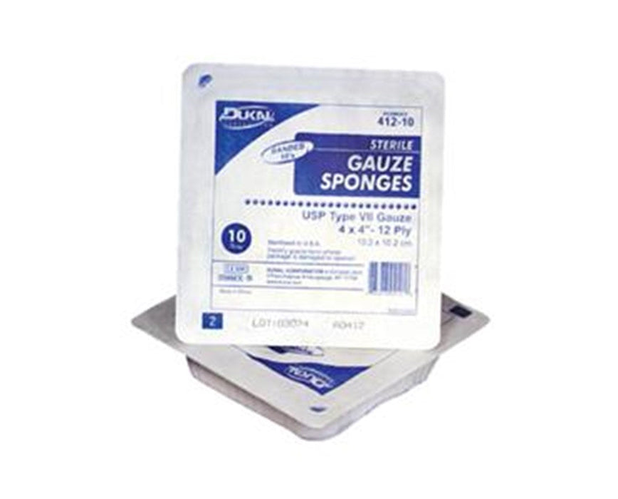 Tray Gauze, USP Type VII, 4" x 4", Sterile Tray, 12-Ply, 1280 Sponges per tray, 10/tray, 128 tray/cs