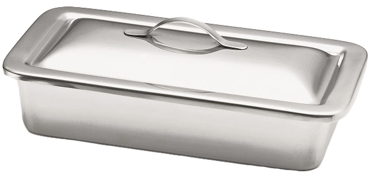 Tech-Med Stainless Steel Instrument Tray w/ Strap Handle, 8 7/8" x 5" x 2"