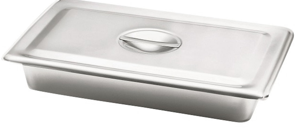 Tech-Med Stainless Steel Instrument Tray w/ Recess Grip, 12 1/8" x 7 5/8" x 2"