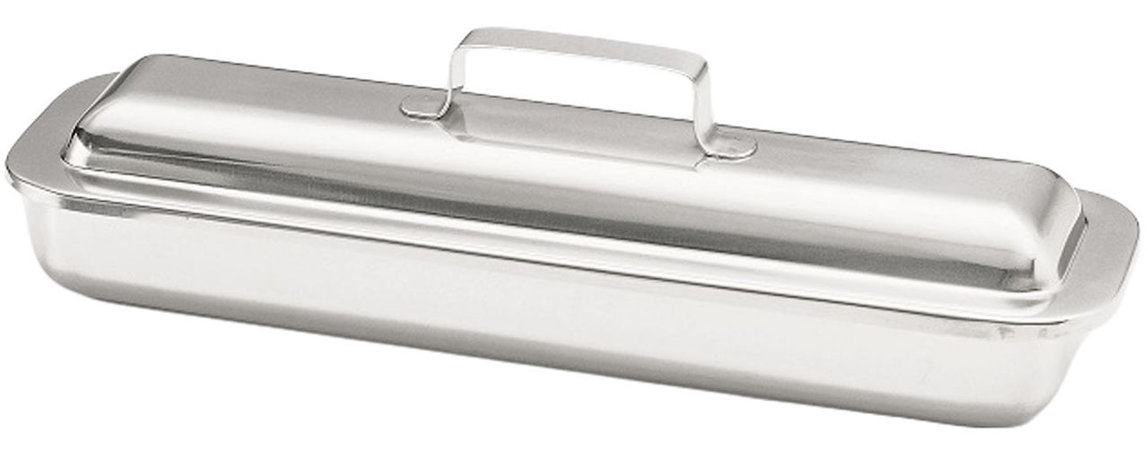 Tech-Med Stainless Steel Instrument Tray w/ Strap Handle, 12" x 3.2" x 2"