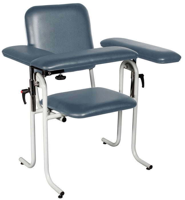 Bariatric Upholstered Blood Drawing Chair w/ Flip Up Arm. Blue