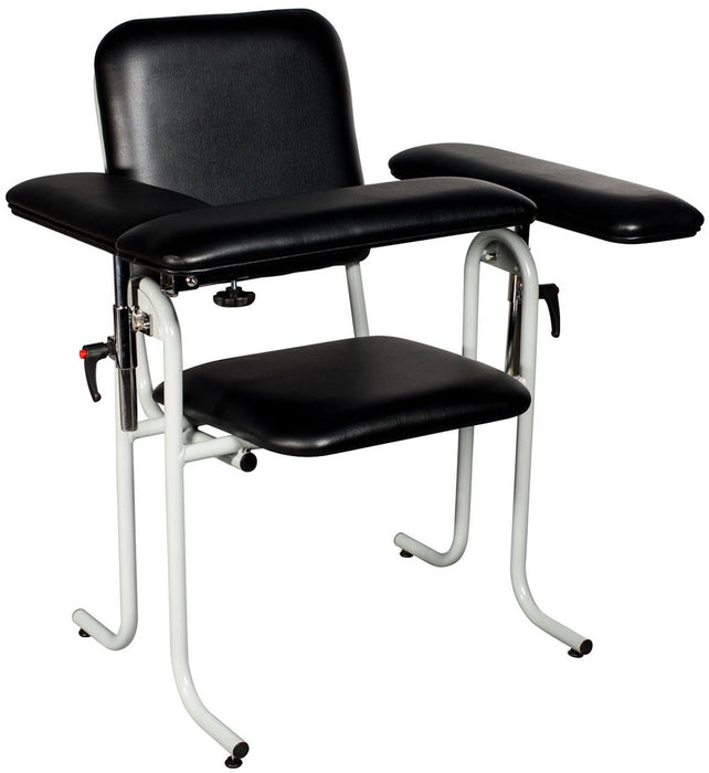 Bariatric Upholstered Blood Drawing Chair w/ Flip Up Arm. Black