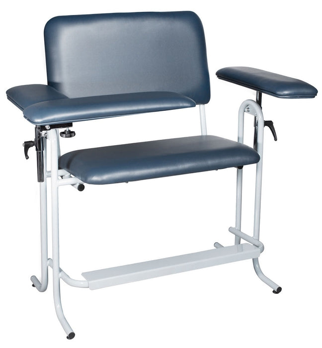 Bariatric Wide Upholstered Blood Drawing Chair w/ Flip Up Arm. Blue