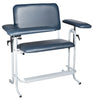 Bariatric Wide Upholstered Blood Drawing Chair w/ Flip Up Arm. Blue