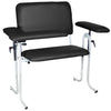 Bariatric Wide Upholstered Blood Drawing Chair w/ Flip Up Arm. Black