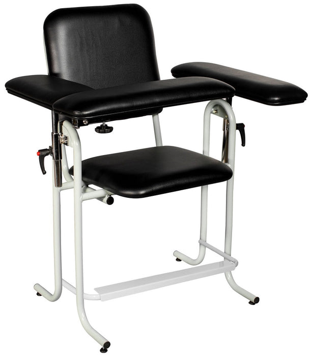 Bariatric Tall Upholstered Blood Drawing Chair w/ Flip Arm. Black