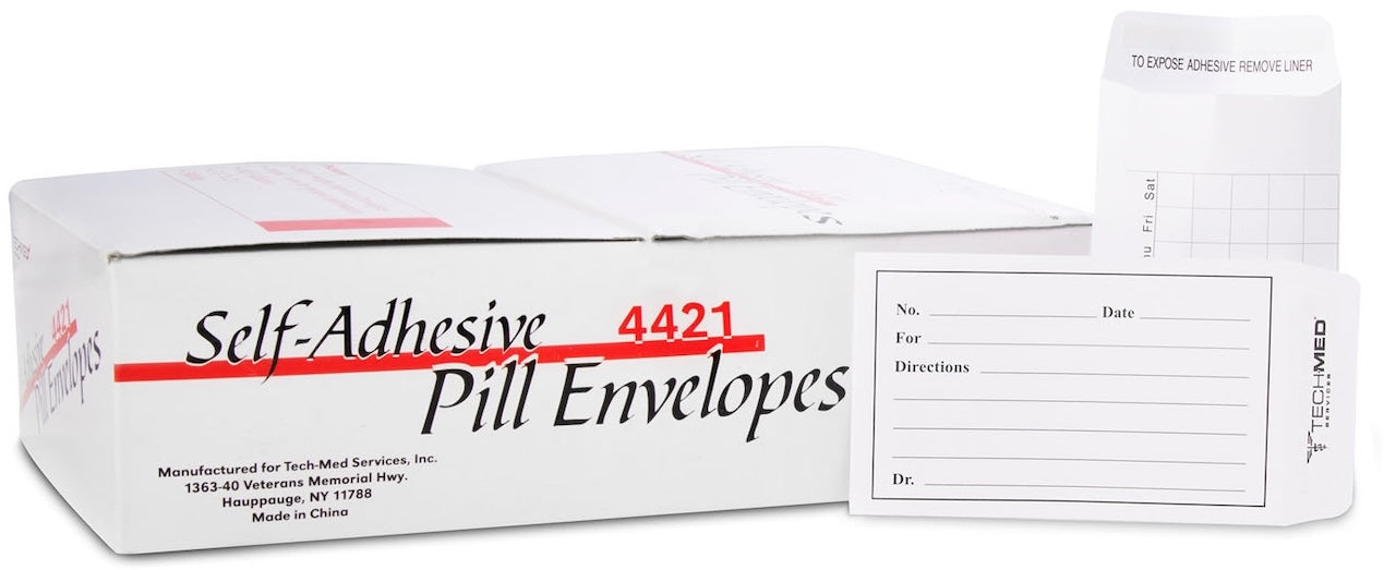 Tech-Med Printed Pill Envelope. 500/bx