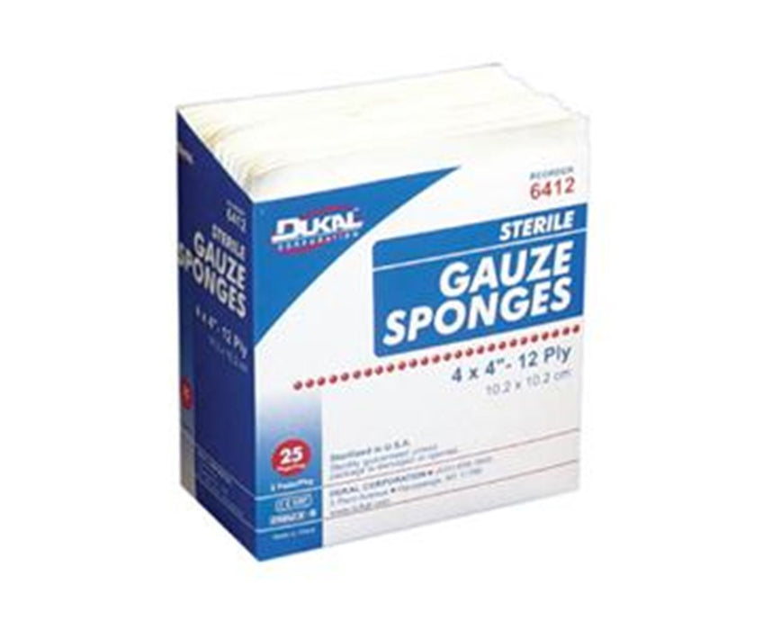 Woven Cotton Gauze Sponge, 8" x 4", 12-ply Sterile Gauze Sponge, 1000 Sponges per Case - 2/pk, 25pk/bx, 20bx/cs