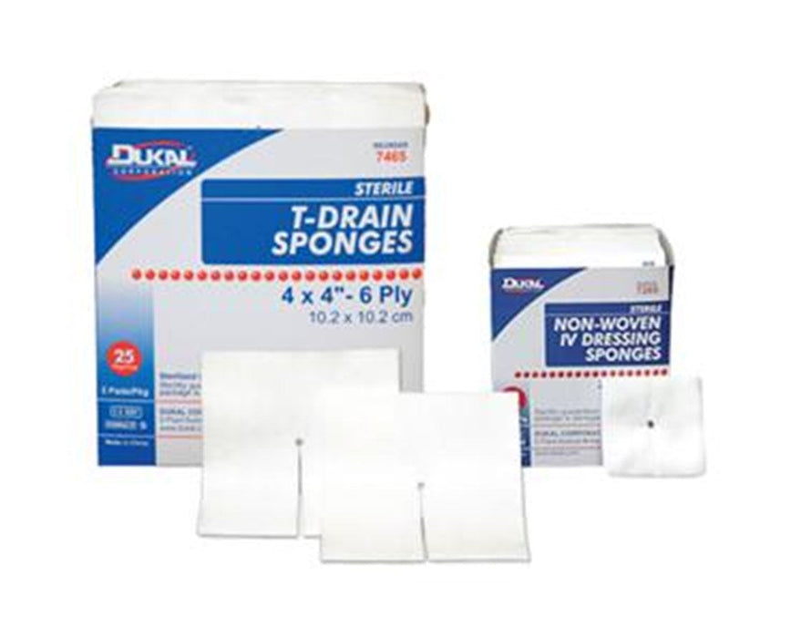 T-Drain Sponge, 4 x 4, 16-ply 100% Cotton (300 Sponges/Case). Sterile