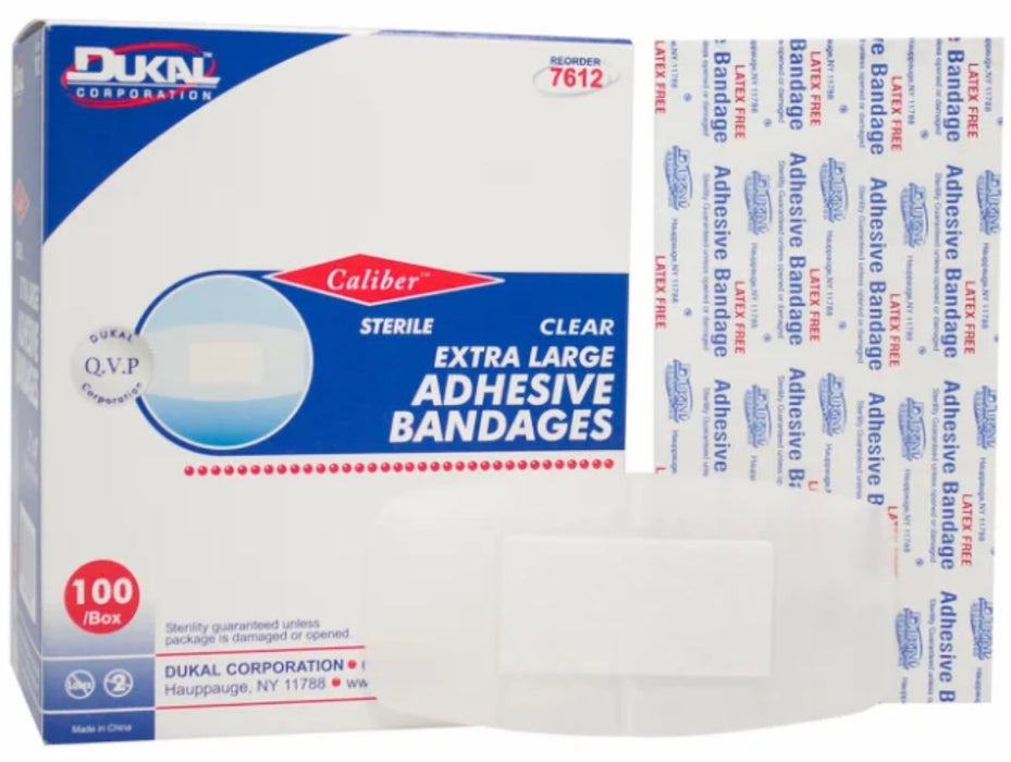 Caliber Clear/Sheer Adhesive Bandages. 2" x 4" X-large Bandage, Sterile (2400/cs)
