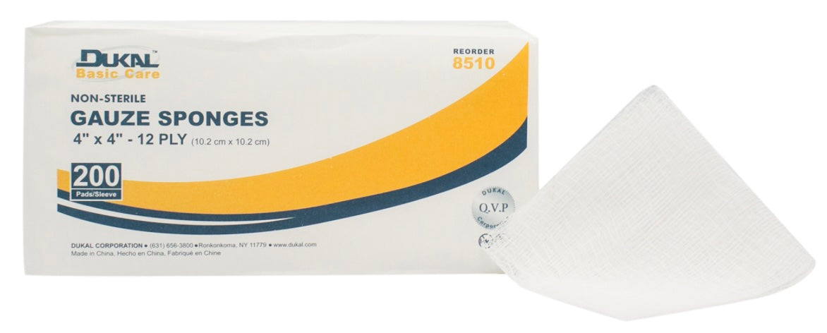 Basic Gauze Sponges, 4" x 4", 12-ply, Non-sterile (2000/cs)