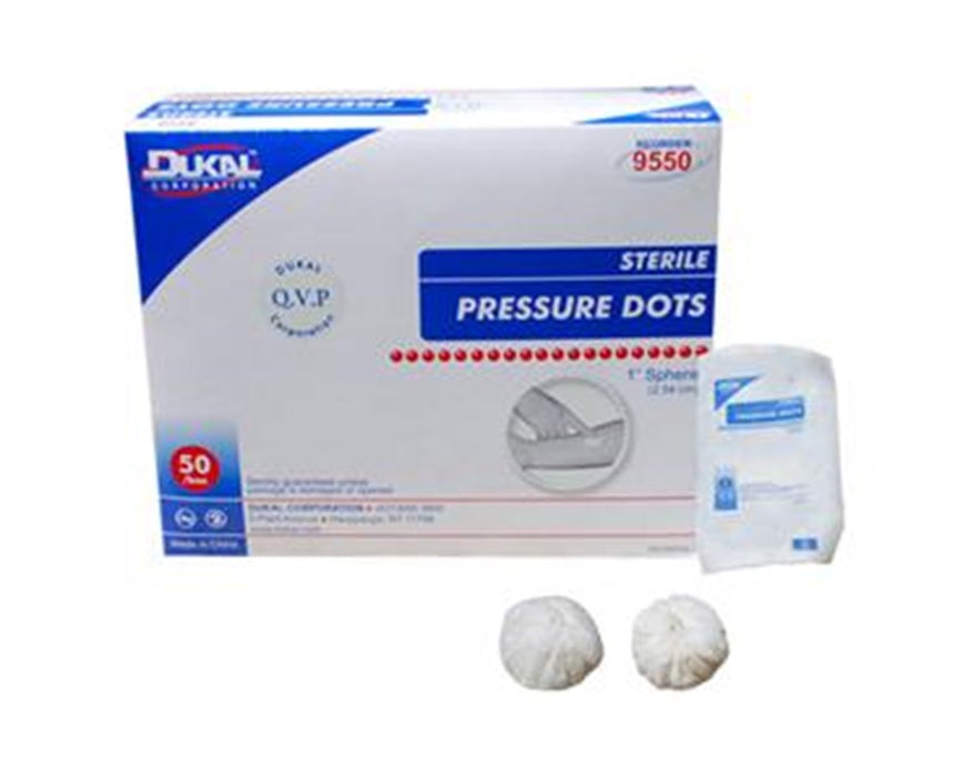 Pressure Dots, 1" Sphere (1/pouch, 500 Dots/case ). Sterile