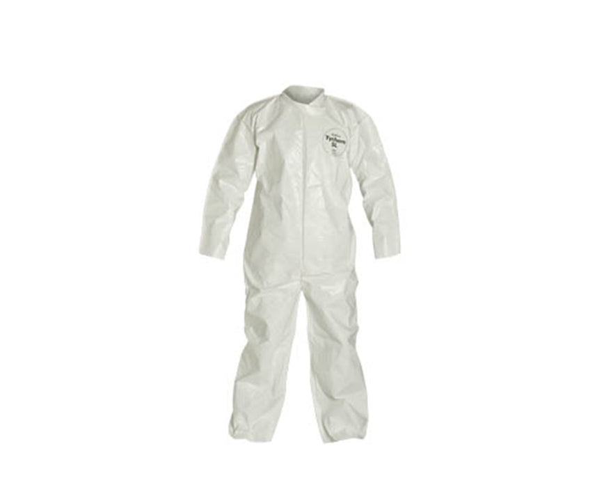 White Tychem SL Coverall with Bound Seams and Zipper Front Elasticated - size XL