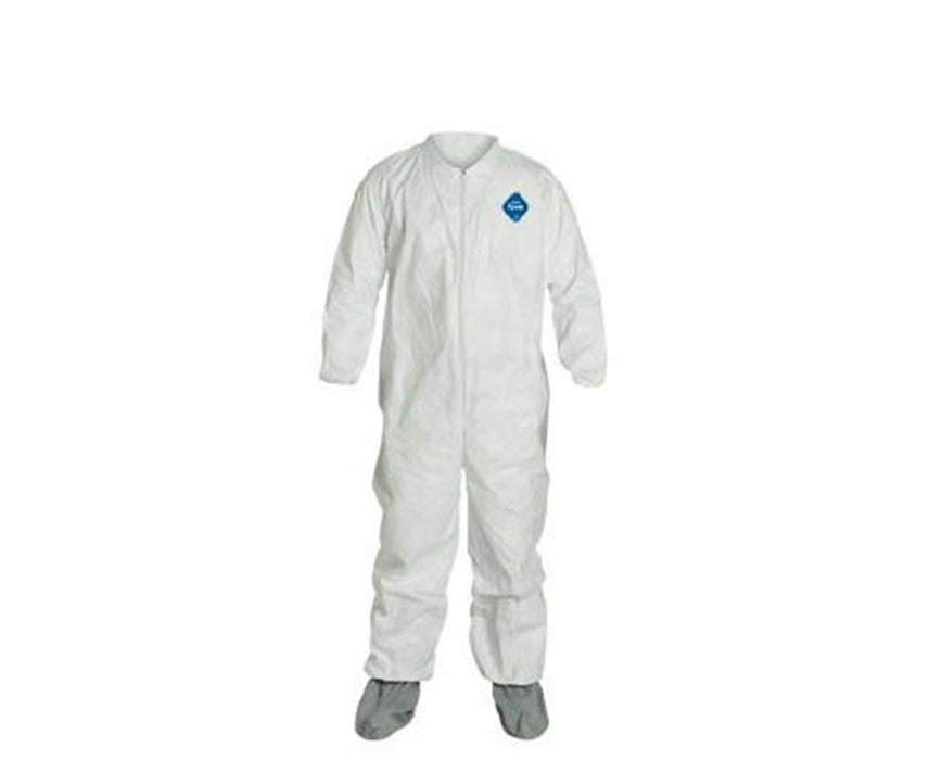White Tyvek TY Coverall with Attached Tyvek FC Friction Coated Boots Size - LG