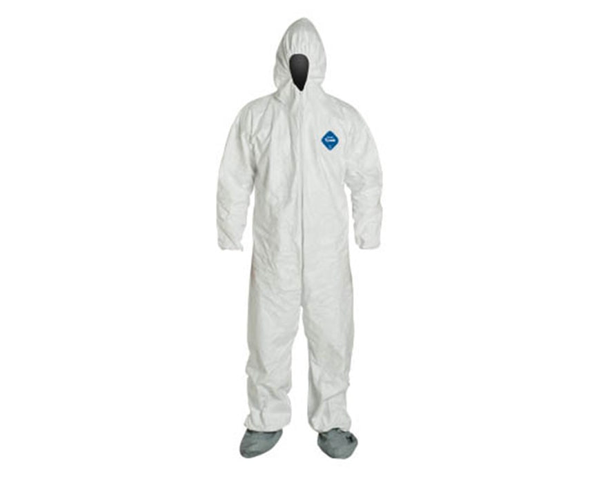 White Tyvek TY Coverall with Integrated Hood and Zipper Front Attached boot - size XXL