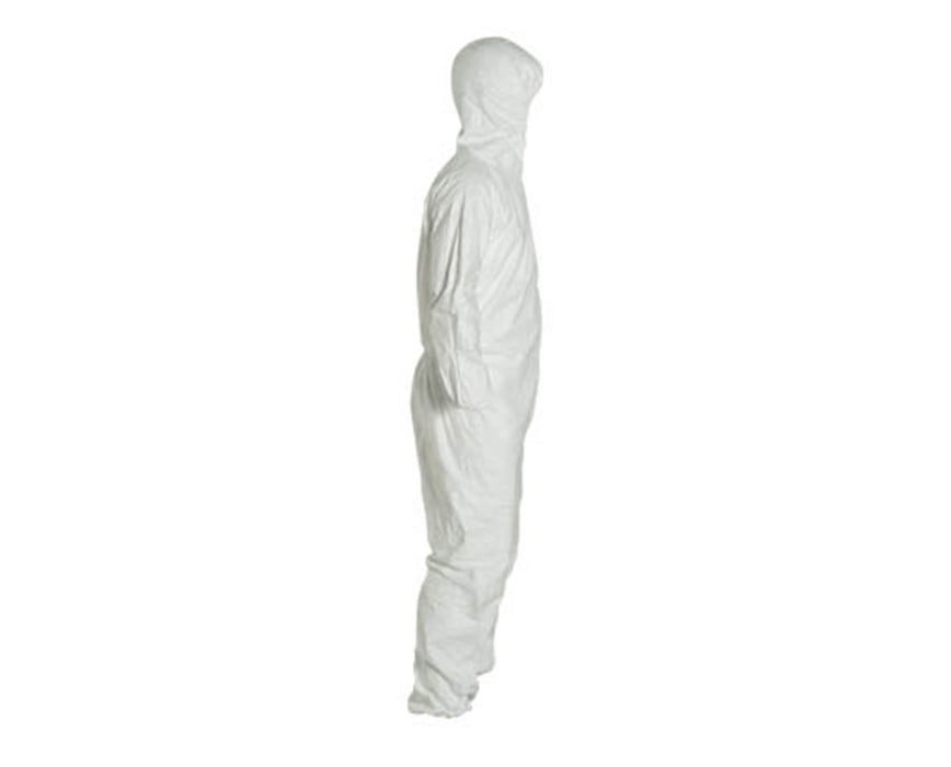White Tyvek TY Coverall with Integrated Hood and Zipper Front