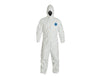 White Tyvek TY Coverall with Integrated Hood and Zipper Front Standard - size MD