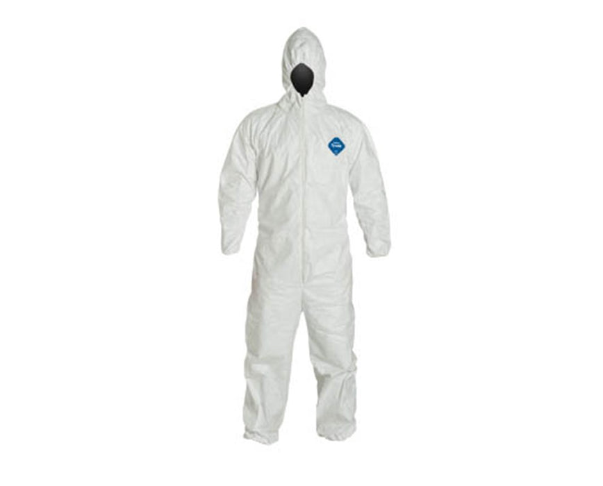 White Tyvek TY Coverall with Integrated Hood and Zipper Front Standard - size MD
