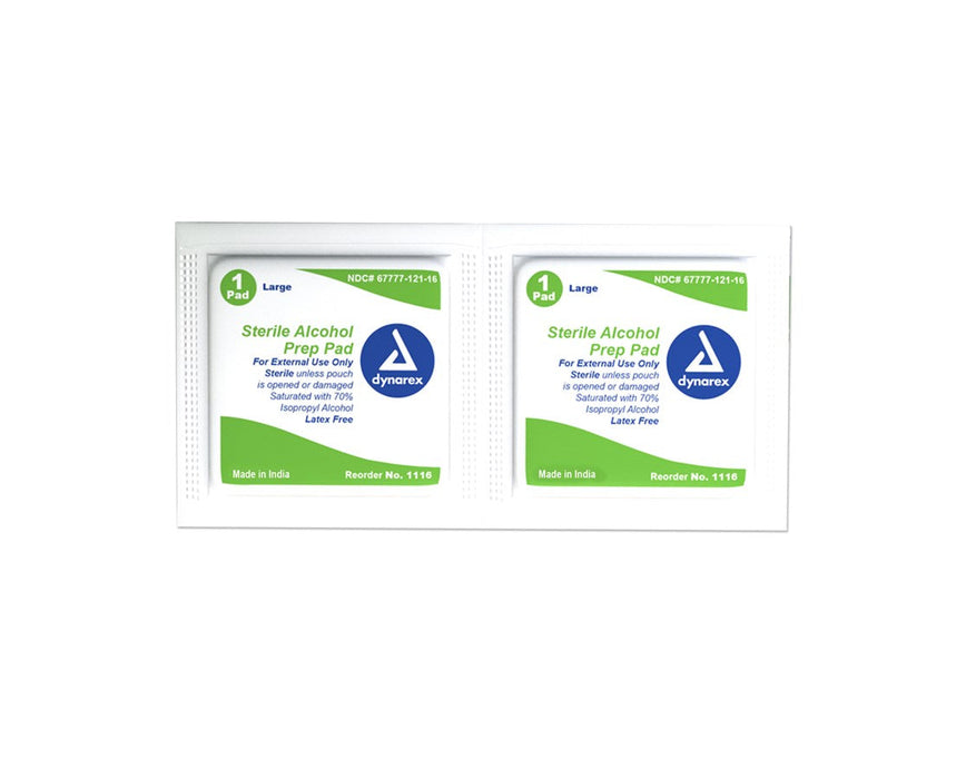 Sterile Alcohol Prep Pads, Large - 1000 Total (100/bx, 10 bx/case)