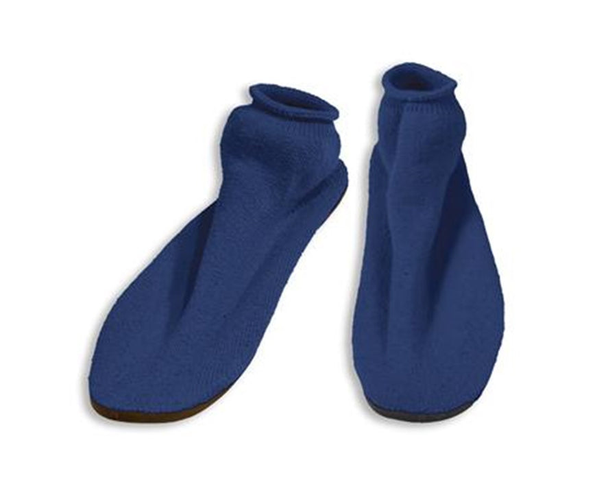 Non Skid, Hard Sole Slippers: Large, Navy Blue [Case of 12 Pairs]