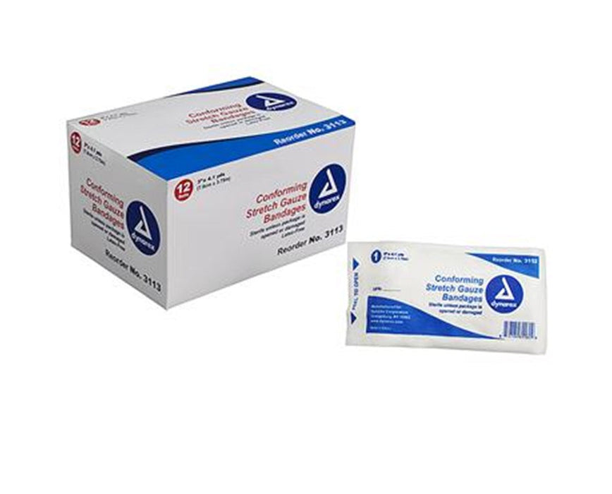 Stretch Gauze Bandage Roll, Sterile 3"